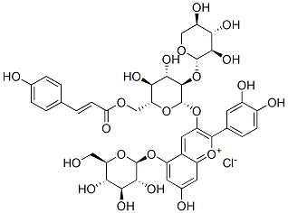 CAS#: 139906-05-1， Cyanidin 3-(6-(4-coumaroyl)-2-(xylosyl)-glucoside)-5-glucoside