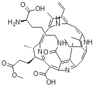 CAS#: 140395-23-9， (2S-(2alpha,3beta,18(R*)))-18-(((5-Amino-5-Carboxypentyl)Amino)Carbonyl)-20-Carboxy-8-Ethenyl-13-Ethyl-2,3-Dihydro-3,7,12,17-Tetramethyl-21H,23H-Porphine-2-Propanoic Acid alpha-Methyl Ester