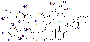 CAS#: 140400-46-0， (3beta,5alpha,25R)-Spirostan-3-Yl O-6-Deoxy-alpha-L-Mannopyranosyl-(1-2)-O-(beta-D-Glucopyranosyl-(1-3))-O-beta-D-Glucopyranosyl-(1-3)-O-(O-beta-D-Xylopyranosyl-(1-4)-6-Deoxy-alpha-L-Manopyranosyl-(1-2))-beta-D-Glucopyranoside