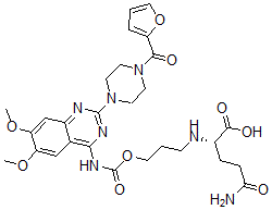 CAS#: 140486-68-6， (2S)-5-Amino-2-[3-[[2-[4-(Furan-2-Carbonyl)Piperazin-1-Yl]-6,7-Dimethoxyquinazolin-4-Yl]Carbamoyloxy]Propylamino]-5-Oxopentanoic Acid