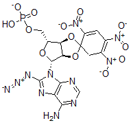 CAS#: 141096-03-9， [(3aR,4R,6R,6aR)-6-(6-Amino-8-Azidopurin-9-Yl)-1',2',4'-Trinitrospiro[3a,4,6,6a-Tetrahydrofuro[4,3-d][1,3]Dioxole-2,5'-Cyclohexa-1,3-Diene]-4-Yl]Methyl Hydrogen Phosphate