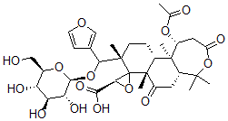 CAS#: 141304-77-0， 1-(Acetyloxy)-1,4-Deepoxy-19-Deoxy-O17-beta-D-Glucopyranosyl-4-Hydroxy-Limonoic Acid epsilon-Lactone