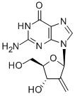 CAS#: 141320-64-1， 2-Amino-9-[(4S,5R)-4-Hydroxy-5-(Hydroxymethyl)-3-Methylideneoxolan-2-Yl]-3H-Purin-6-One