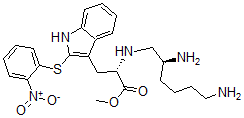 CAS#: 141365-20-0， Methyl (2S)-2-[[(2S)-2,6-Diaminohexyl]Amino]-3-[2-(2-Nitrophenyl)Sulfanyl-1H-Indol-3-Yl]Propanoate