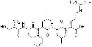 structure of CAS# 141685-53-2, Serylphenylalanylleucylleucyl-N<Sup>5</Sup>-(Diaminomethylene)Ornithine;(2S)-2-[[<wbr>(2S)-2-[[<wbr>(2S)-2-[[<wbr>(2S)-2-[[<wbr>(2S)-2-am<wbr>ino-3-hyd<wbr>roxypropa<wbr>noyl]amin<wbr>o]-3-phen<wbr>ylpropano<wbr>yl]amino]<wbr>-4-methyl<wbr>pentanoyl<wbr>]amino]-4<wbr>-methylpe<wbr>ntanoyl]a<wbr>mino]-5-(<wbr>diaminome<wbr>thylidene<wbr>amino)pen<wbr>tanoic ac<wbr>id