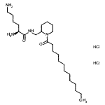 structure of CAS# 141774-20-1, (2S)-2,6-diamino-N-[(1-tridecanoyl-2-piperidyl)methyl]hexanamide dihydrochloride;(S)-2,6-D<wbr>iamino-N-<wbr>[(1-(1-ox<wbr>otridecyl<wbr>)-2-piper<wbr>idinyl)me<wbr>thyl]hexa<wbr>namide di<wbr>hydrochlo<wbr>ride hydr<wbr>ate;[136449-85-9];141774-20-1 (anhydrous)