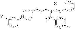 CAS#: 142287-34-1， 2,3-Dihydro-3-(3-(4-(3-Chlorophenyl)-1-Piperazinyl)Propyl)-7-Methyl-1-Phenyl-2-Thioxo-Pyrimido(4,5-d)Pyrimidin-4(1H)-One