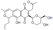 CAS#: 142450-08-6， 10-Hydroxy-8-[(2R,4S,5R)-5-Hydroxy-4-(Hydroxymethyl)-1,3-Dioxan-2-Yl]-3-Methyl-7-(2-Oxopropyl)-1-Propyl-1H-Benzo[g]Isochromene-6,9-Dione