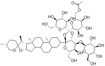 CAS#: 143049-27-8， Tigogenin 3-O-beta-D-Glucopyranosyl(1-2)(beta-D-Glucopyranosyl(1-3)(6-O-Acetyl-beta-D-Glucopyranosyl))(1-4)-beta-D-Galactopyranoside