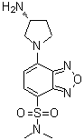 structure of CAS# 143112-49-6, 7-[(3R)-3-Amino-1-Pyrrolidinyl]-N,N-Dimethyl-2,1,3-Benzoxadiazole-4-Sulfonamide;(R)-(−)-1<wbr>-[7-(N,N-<wbr>Dimethyls<wbr>ulfamoyl)<wbr>-4-benzof<wbr>urazanyl]<wbr>-3-pyrrol<wbr>idinamine;(R)-(−)-4<wbr>-(3-Amino<wbr>pyrrolidi<wbr>no)-7-(N,<wbr>N-dimethy<wbr>lsulfamoy<wbr>l)benzofu<wbr>razan;(R)-(−)-DBD-Apy