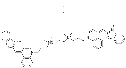 CAS 登录号：143413-85-8， 3-[二甲基-[3-[4-[(E)-(3-甲基-1,3-苯并恶唑-2-亚基)甲基]喹啉-1-鎓-1-基]丙基]铵基]丙基-二甲基-[3-[4-[(E)-(3-甲基-1,3-苯并恶唑-2-亚基)甲基]喹啉-1-鎓-1-基]丙基]铵四碘化物