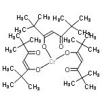 structure of CAS# 14434-47-0, Chromium(3+) Tris[(3Z)-2,2,6,6-Tetramethyl-5-Oxo-3-Hepten-3-Olate];4-hepten-<wbr>3-one, 5-<wbr>hydroxy-2<wbr>,2,6,6-te<wbr>tramethyl<wbr>-, chromi<wbr>um(3+) sa<wbr>lt, (4Z)-<wbr> (3:1);Chrom(3+)<wbr>tris[(3Z)<wbr>-2,2,6,6-<wbr>tetrameth<wbr>yl-5-oxoh<wbr>ept-3-en-<wbr>3-olat];CHROMIUM III 2,2,6,6-TETRAMETHYLHEPTANEDIONATE