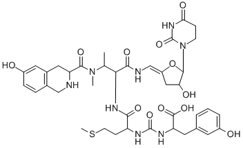 CAS#: 144379-26-0， 2-[[1-[[1-[[(Z)-[5-(2,4-Dioxo-1,3-Diazinan-1-Yl)-4-Hydroxyoxolan-2-Ylidene]Methyl]Amino]-3-[(6-Hydroxy1,2,3,4-Tetrahydroisoquinoline-3-Carbonyl)-Methylamino]-1-Oxobutan-2-Yl]Amino]-4-Methylsulfanyl-1-Oxobutan-2-Yl]Carbamoylamino]-3-(3-Hydroxyphenyl)Propanoic Acid