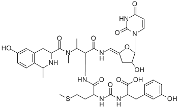 CAS#: 144408-86-6， 2-[[(2S)-1-[[2-Amino-3-[(6-Hydroxy-1-Methyl1,2,3,4-Tetrahydroisoquinoline-3-Carbonyl)-Methylamino]Butanoyl]-[(E)-[5-(2,4-Dioxopyrimidin-1-Yl)-4-Hydroxyoxolan-2-Ylidene]Methyl]Amino]-4-Methylsulfanyl-1-Oxobutan-2-Yl]Carbamoylamino]-3-(3-Hydroxyphenyl)Propanoic Acid
