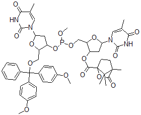 CAS#: 144674-88-4， [2-[[[2-[[Bis(4-Methoxyphenyl)-Phenylmethoxy]Methyl]-5-(5-Methyl-2,4-Dioxopyrimidin-1-Yl)Oxolan-3-Yl]Oxy-Methoxyphosphanyl]Oxymethyl]-5-(5-Methyl-2,4-Dioxopyrimidin-1-Yl)Oxolan-3-Yl] 1,7,7-Trimethyl-2-Oxo-3-Oxabicyclo[2.2.1]Heptane-4-Carboxylate