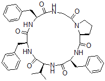 CAS#: 144838-26-6， (6S,9S,12S,15S,18S)-6,9,15-Tris(Phenylmethyl)-12-Propan-2-Yl-1,4,7,10,13,16-Hexazabicyclo[16.3.0]Henicosane-2,5,8,11,14,17-Hexone