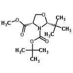 structure of CAS# 145625-08-7, 4-Methyl 3-(2-Methyl-2-Propanyl) (2R,4S)-2-(2-Methyl-2-Propanyl)-1,3-Oxazolidine-3,4-Dicarboxylate;(2R,4S)-3<wbr>-tert-But<wbr>yl 4-meth<wbr>yl 2-tert<wbr>-butyloxa<wbr>zolidine-<wbr>3,4-dicar<wbr>boxylate;(2R,4S)-3<wbr>-tert-But<wbr>yl 4-meth<wbr>yl-2-tert<wbr>-butyloxa<wbr>zolidine-<wbr>3,4-dicar<wbr>boxylate;4-Methyl 2-Tert-Butyloxazolidine-3,4-Dicarboxylate