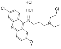 structure of CAS# 146-59-8, N-(2-Chloroethyl)-N'-(6-Chloro-2-Methoxyacridin-9-Yl)-N-Ethylpropane-1,3-Diamine Dihydrochloride;N-(2-Chloroethyl)-N'-(6-Chloro-2-Methoxy-Acridin-9-Yl)-N-Ethyl-Propane-1,3-Diamine Dihydrochloride;N-(2-Chloroethyl)-N'-(6-Chloro-2-Methoxy-9-Acridinyl)-N-Ethylpropane-1,3-Diamine Dihydrochloride;2-Chloroethyl-[3-[(6-Chloro-2-Methoxy-Acridin-9-Yl)Amino]Propyl]-Ethyl-Amine Dihydrochloride