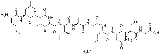 结构式 CAS# 147740-73-6, L-蛋氨酰-L-亮氨酰甘氨酰-L-异亮氨酰-L-异亮氨酰-L-丙氨酰甘氨酰-L-赖氨酰-L-天冬氨酰胺酰-L-丝氨酰-甘氨酸