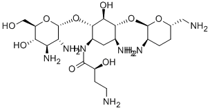 CAS#: 147920-22-7， (2S)-4-Amino-N-[(1R,2S,3S,4R,5S)-5-Amino-4-[(2R,3R,6S)-3-Amino-6-(Aminomethyl)Oxan-2-Yl]Oxy-2-[(2S,3R,4R,5S,6R)-3,4-Diamino-5-Hydroxy-6-(Hydroxymethyl)Oxan-2-Yl]Oxy-3-Hydroxycyclohexyl]-2-Hydroxybutanamide