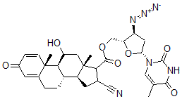 CAS#: 148335-29-9， [(2S,3S,5R)-3-Azido-5-(5-Methyl-2,4-Dioxopyrimidin-1-Yl)Oxolan-2-Yl]Methyl (8S,9S,10R,13S,14S)-16-Cyano-11-Hydroxy-10,13-Dimethyl-3-Oxo-6,7,8,9,11,12,14,15,16,17-Decahydrocyclopenta[a]Phenanthrene-17-Carboxylate