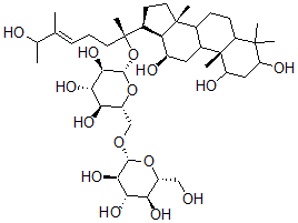 CAS#: 150626-50-9， 1,3,12,20,26-Pentahydroxydammar-24(25)-ene-20-O-glucopyranosyl-1-6-glucopyranoside