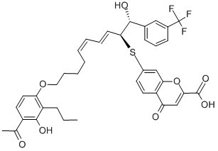 CAS#: 151581-24-7， 7-[(2S,3E,5Z)-10-(4-Acetyl-3-Hydroxy-2-Propylphenoxy)-1-Hydroxy-1-[3-(Trifluoromethyl)Phenyl]Deca-3,5-Dien-2-Yl]Sulfanyl-4-Oxochromene-2-Carboxylic Acid