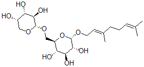 CAS#: 152520-94-0， (2S,3R,4S,5S,6R)-2-[(2E)-3,7-Dimethylocta-2,6-Dienoxy]-6-[[(2S,3R,4S,5S)-3,4,5-Trihydroxyoxan-2-Yl]Oxymethyl]Oxane-3,4,5-Triol