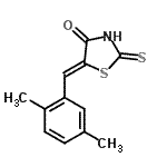 structure of CAS# 153567-96-5, (5Z)-5-(2,5-Dimethylbenzylidene)-2-Thioxo-1,3-Thiazolidin-4-One;(5E)-5-(2<wbr>,5-Dimeth<wbr>ylbenzyli<wbr>dene)-2-m<wbr>ercapto-1<wbr>,3-thiazo<wbr>l-4(5H)-o<wbr>ne;(5Z)-5-(2<wbr>,5-dimeth<wbr>ylbenzyli<wbr>dene)-2-s<wbr>ulfanyl-1<wbr>,3-thiazo<wbr>l-4(5H)-o<wbr>ne;5-(2,5-dimethylbenzylidene)-2-thioxo-1,3-thiazolidin-4-one