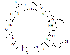 CAS#: 153954-72-4， 12,24-Di(Butan-2-Yl)-3-[(4-Hydroxyphenyl)Methyl]-15-(2-Hydroxypropan-2-Yl)-4,10,16,22-Tetramethyl-18-(2-Methylpropyl)-6-(Phenylmethyl)-9,21-Di(Propan-2-Yl)-13-Oxa-1,4,7,10,16,19,22,25-Octazabicyclo[25.3.0]Triacontane-2,5,8,11,14,17,20,23,26-Nonone