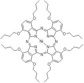 structure of CAS# 155773-70-9, Nickel(II)-5,9,14,18,23,27,32,36-octabutoxy-2,3-naphthalocyanine;5,9,14,18<wbr>,23,27,32<wbr>,36-Octab<wbr>utoxy-2,3<wbr>-naphthal<wbr>ocyanine <wbr>nickel(II<wbr>) salt;NI 5,9,14,18,23,27,32,36-OCTABUTOXY-2,3-NAPHTHALOCYANINE;Nickel(II<wbr>) 5,9,14,<wbr>18,23,27,<wbr>32,36-oct<wbr>abutoxy-2<wbr>,3-naphth<wbr>alocyanine