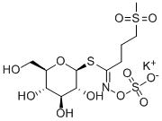 结构式 CAS# 15592-36-6, 1-硫代-beta-D-吡喃葡萄糖 1-[4-(甲基磺酰基)-N-(磺基氧基)丁烷亚氨酸酯] 单钾盐