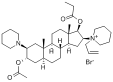 CAS#: 156137-99-4， [(2S,3S,5S,10S,13S,16S,17R)-3-Acetyloxy-10,13-Dimethyl-2-Piperidin-1-Yl-16-(1-Prop-2-Enylpiperidin-1-Ium-1-Yl)-2,3,4,5,6,7,8,9,11,12,14,15,16,17-Tetradecahydro-1H-Cyclopenta[a]Phenanthren-17-Yl] Propanoate Bromide
