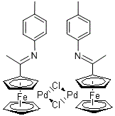 CAS#: 156279-08-2， Di-m-Chlorobis[2-[1-[(4-Methylphenyl)Imino]Ethyl]Ferrocenyl]Di-Palladium