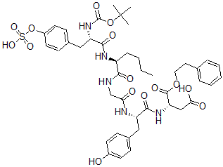 CAS#: 156586-96-8， (3S)-3-[[(2S)-3-(4-Hydroxyphenyl)-2-[[2-[[(2S)-2-[[(2S)-2-[(2-Methylpropan-2-Yl)Oxycarbonylamino]-3-(4-Sulfooxyphenyl)Propanoyl]Amino]Hexanoyl]Amino]Acetyl]Amino]Propanoyl]Amino]-4-Oxo-4-(2-Phenylethoxy)Butanoic Acid