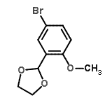 structure of CAS# 156603-10-0, 2-(5-Bromo-2-Methoxyphenyl)-1,3-Dioxolane;1-Bromo-3-(1,3-dioxolan-2-yl)-4-methoxybenzene;MFCD06208940