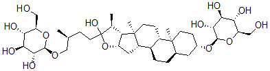 CAS#: 156857-60-2， 26-O-beta-D-Glucopyranosyl-3-O-beta-D-Glucopyranosyl-5beta-Furostan-3beta,22alpha,26-Triol