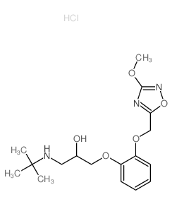 structure of CAS# 158446-41-4, Proxodolol;3-Methyl-5-(2-(3-(Tert-Butylamino)-2-Hydroxypropoxy)Phenoxymethyl)-1,2,4-Oxadiazole;Proxodolol;1-((1,1-Dimethylethyl)Amino)-3-(2-((3-Methoxy-1,2,4-Oxadiazol-5-Yl)Methoxy)Phenoxy)-2-Propanol Monohydrochloride