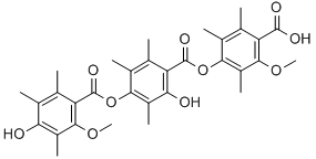 CAS#: 158792-23-5， 4-[2-hydroxy-4-(4-hydroxy-2-methoxy-3,5,6-trimethyl-phenyl)carbonyloxy-3,5,6-trimethyl-phenyl]carbonyloxy-2-methoxy-3,5,6-trimethyl-benzoic acid