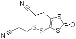 structure of CAS# 158871-28-4, 3,3'-[(2-Oxo-1,3-Dithiole-4,5-Diyl)Disulfanediyl]Dipropanenitrile;3,3'-(2-o<wbr>xo-1,3-di<wbr>thiole-4,<wbr>5-diyldis<wbr>ulfanyl)d<wbr>i(propane<wbr>nitrile);4,5-Bis(2′-cyanoethylthio)1-3-dithiol-2-one;4,5-Bis(2-cyanoethylthio)-1,3-dithiol-2-one
