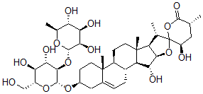 CAS#: 159126-18-8， 3,15,23-Trihydroxyspirost-5-En-26-One 3-O-(Rhamnopyranosyl-1-2)Glucopyranoside