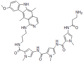 CAS#: 159506-80-6， 4-[[4-[[4-(3-Aminopropanoylamino)-1-Methylpyrrole-2-Carbonyl]Amino]-1-Methylpyrrole-2-Carbonyl]Amino]-N-[3-[(9-Methoxy-5,11-Dimethyl-6H-Pyrido[4,3-b]Carbazol-1-Yl)Amino]Propyl]-1-Methylpyrrole-2-Carboxamide