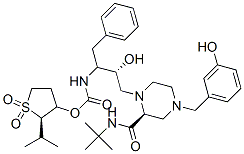 CAS#: 159565-69-2， [(2R,3R)-1,1-Dioxo-2-Propan-2-Ylthiolan-3-Yl] N-[(2S,3R)-4-[(2S)-2-(Tert-Butylcarbamoyl)-4-[(3-Hydroxyphenyl)Methyl]Piperazin-1-Yl]-3-Hydroxy-1-Phenylbutan-2-Yl]Carbamate