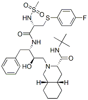 CAS#: 159878-26-9， (3S,4aS,8aS)-N-Tert-Butyl-2-[(2R,3S)-3-[[(2S)-3-(4-Fluorophenyl)Sulfanyl-2-Methanesulfonamidopropanoyl]Amino]-2-Hydroxy-4-Phenylbutyl]-3,4,4a,5,6,7,8,8a-Octahydro-1H-Isoquinoline-3-Carboxamide