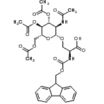 structure of CAS# 160067-63-0, (2S)-3-{[(2R,3R,4R,5S,6R)-3-Acetamido-4,5-Diacetoxy-6-(Acetoxymethyl)Tetrahydro-2H-Pyran-2-Yl]Oxy}-2-{[(9H-Fluoren-9-Ylmethoxy)Carbonyl]Amino}Propanoic Acid;Fmoc-L-Ser(Ac3GlcNAc)-OH