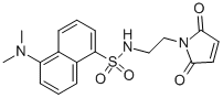 structure of CAS# 160291-45-2, N-[2-(2,5-Dihydro-2,5-Dioxo-1H-Pyrrol-1-Yl)Ethyl]-5-(Dimethylamino)-1-Naphthalenesulfonamide;N-[2-(Dansylamino)Ethyl]Maleimide