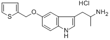 structure of CAS# 160521-72-2, alpha-Methyl-5-(2-Thienylmethoxy)-1H-Indole-3-Ethanamine Hydrochloride (1:1);ALPHA-METHYL-5-(2-THIENYLMETHOXY)-1H-INDOLE-3-ETHANAMINE HYDROCHLORIDE;Α-Methyl-5-(2-Thienylmethoxy)-1H-Indole-3-Ethanaminehydrochloride;A-Methyl-5-(2-Thienylmethoxy)-1H-Indole-3-Ethanaminehydrochloride
