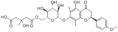 CAS#: 161161-68-8， 3-Hydroxy-3-Methyl-5-Oxo-5-[[(2R,3S,4S,5R,6S)-3,4,5-Trihydroxy-6-[(2S)-5-Hydroxy-2-(4-Methoxyphenyl)-6,8-Dimethyl-4-Oxochroman-7-Yl]Oxyoxan-2-Yl]Methoxy]Pentanoic Acid