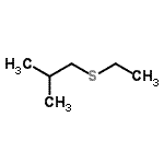 结构式 CAS# 1613-45-2, 1-(乙硫基)-2-甲基丙烷