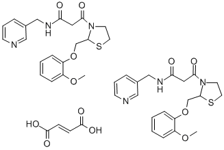 CAS#: 161364-76-7， 2-((2-methoxyphenoxy)methyl)-beta-oxo-N-(3-pyridinylmethyl)-3-Thiazolidinepropanamide (E)-2-butenedioate (2:1)